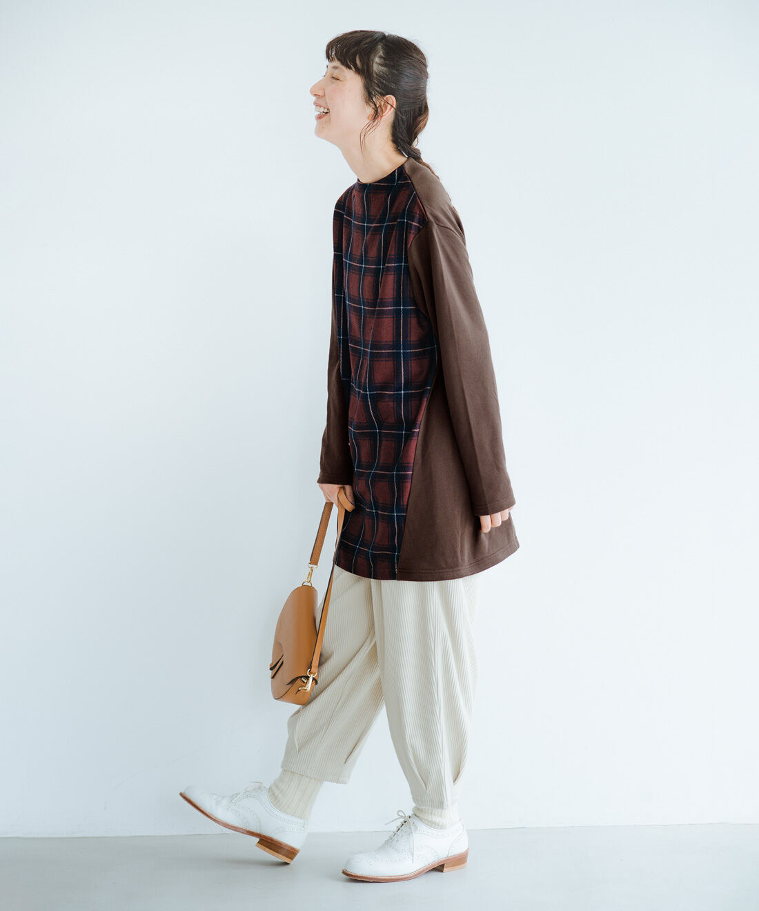 frauglatt|すっきり着やせ♪ 大人チェック柄プリントのチュニックのコーディネート