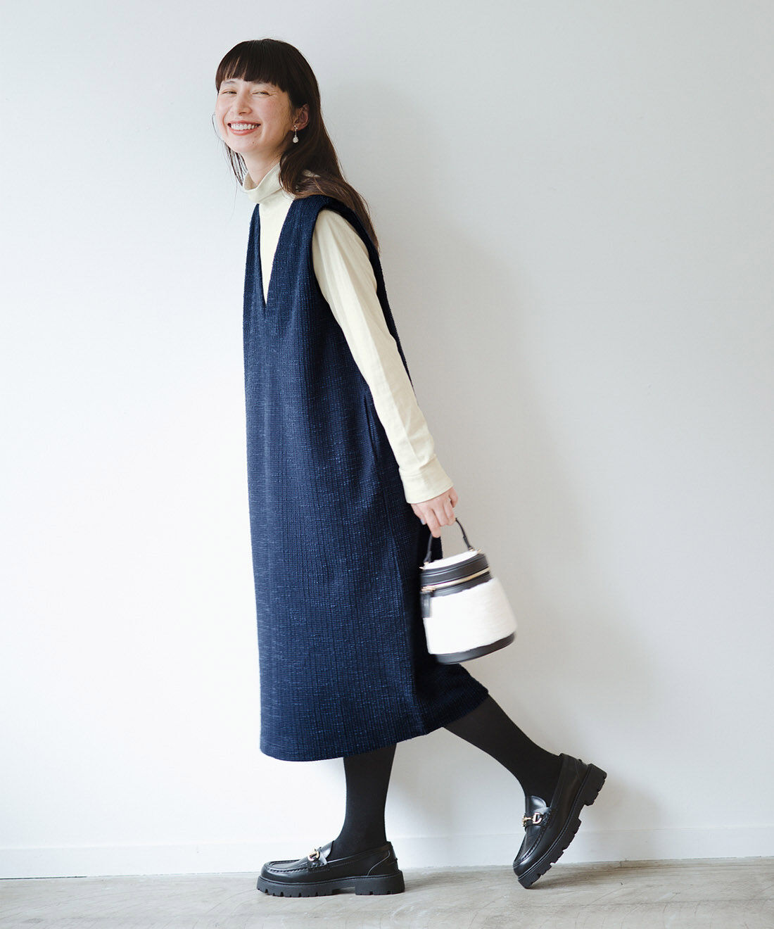 frauglatt|きれいめツイード調カットソーワンピースのコーディネート