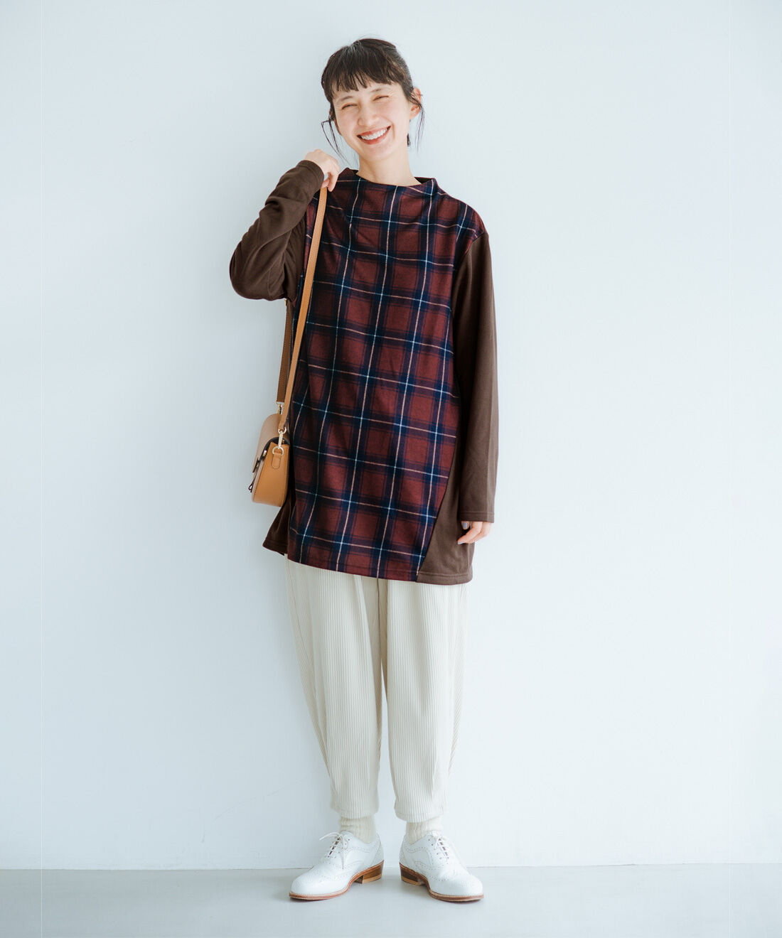 frauglatt|すっきり着やせ♪ 大人チェック柄プリントのチュニックのコーディネート