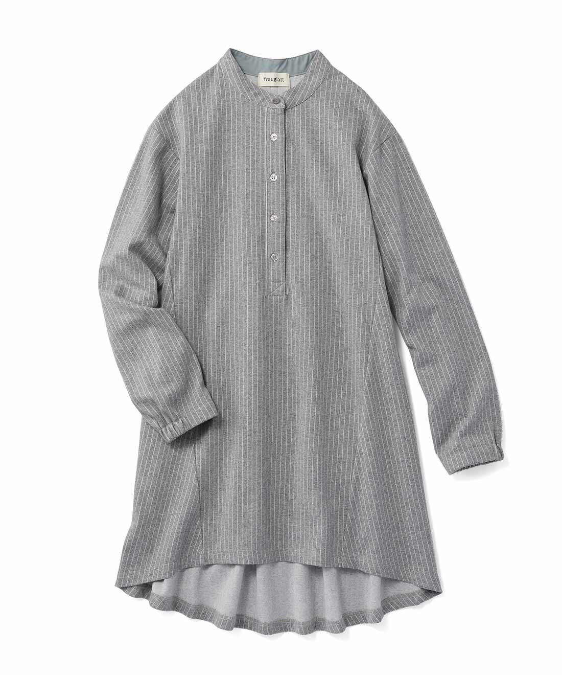 frauglatt［フラウグラット］|フラウグラット すき間冷え対策♪ フレアーシルエットで細見え 伸びやかなストライプチュニックの会|〈杢（もく）グレー〉