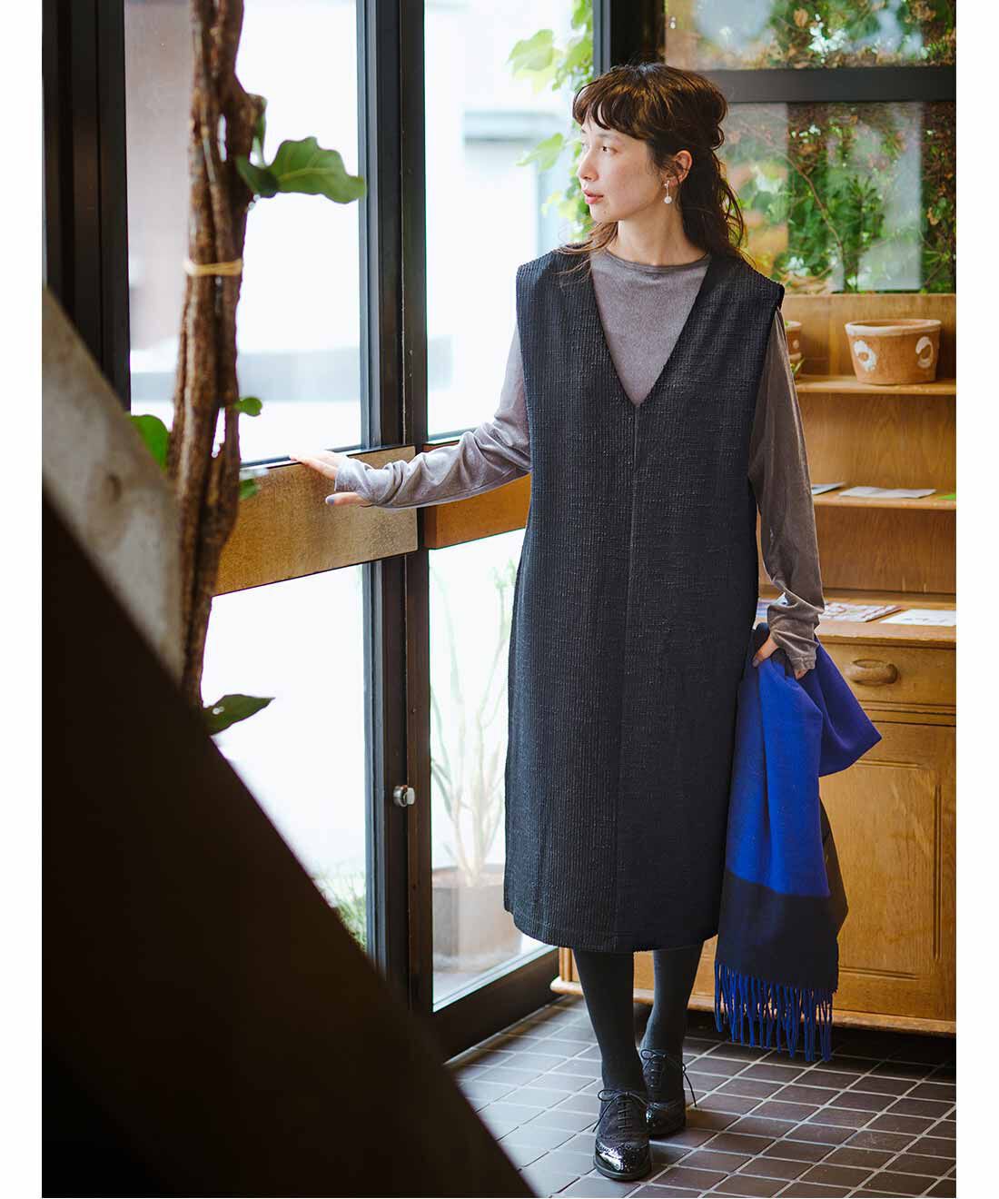 frauglatt|きれいめツイード調カットソーワンピースのコーディネート