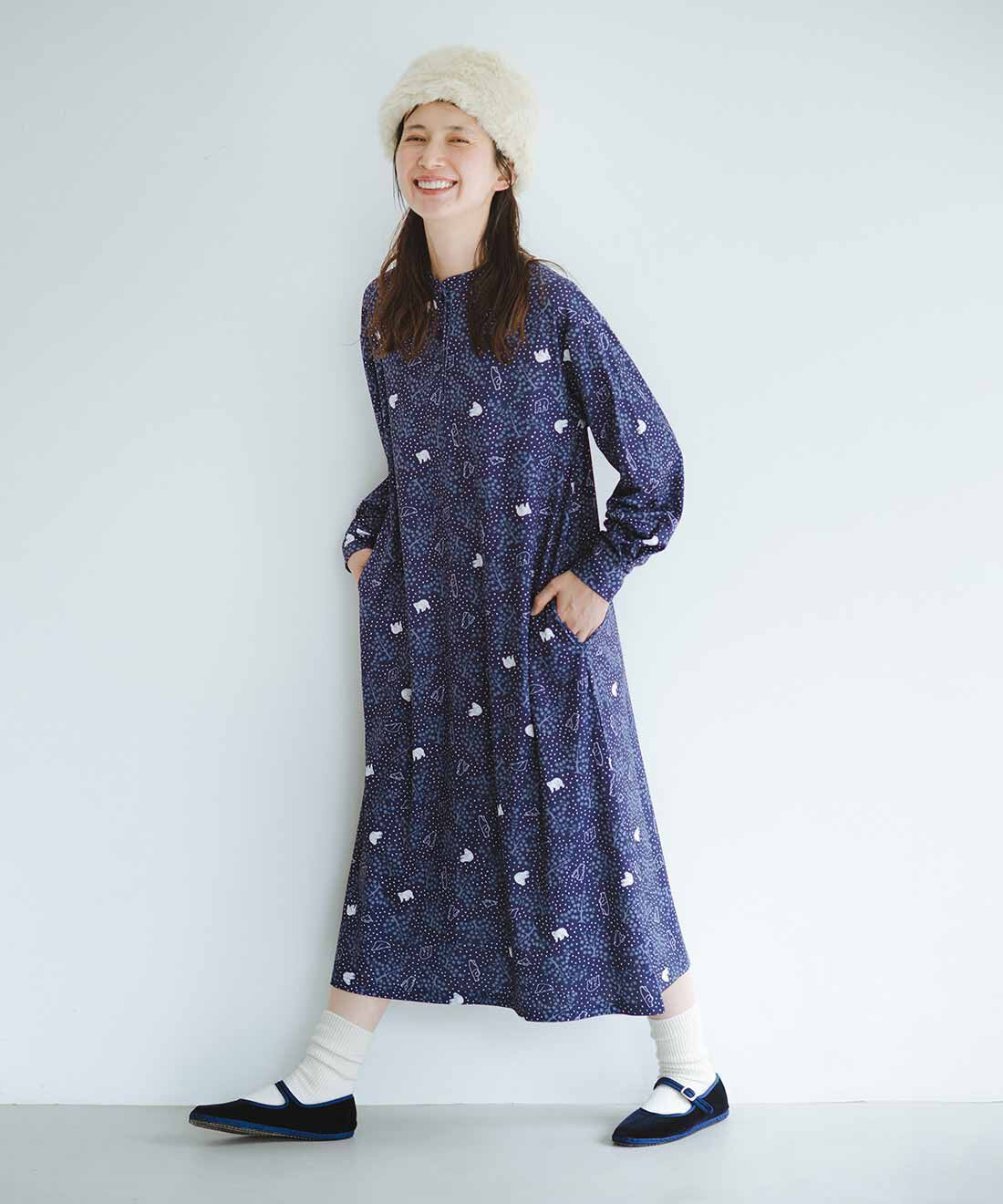 frauglatt|華やぐ上品カットソーワンピース〈ホッキョクグマ〉のコーディネート