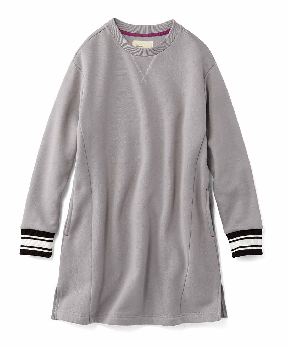frauglatt|フラウグラット 綿100％♪ 腰まですっぽりしあわせな着心地 裏起毛チュニックの会|〈ライトグレー〉