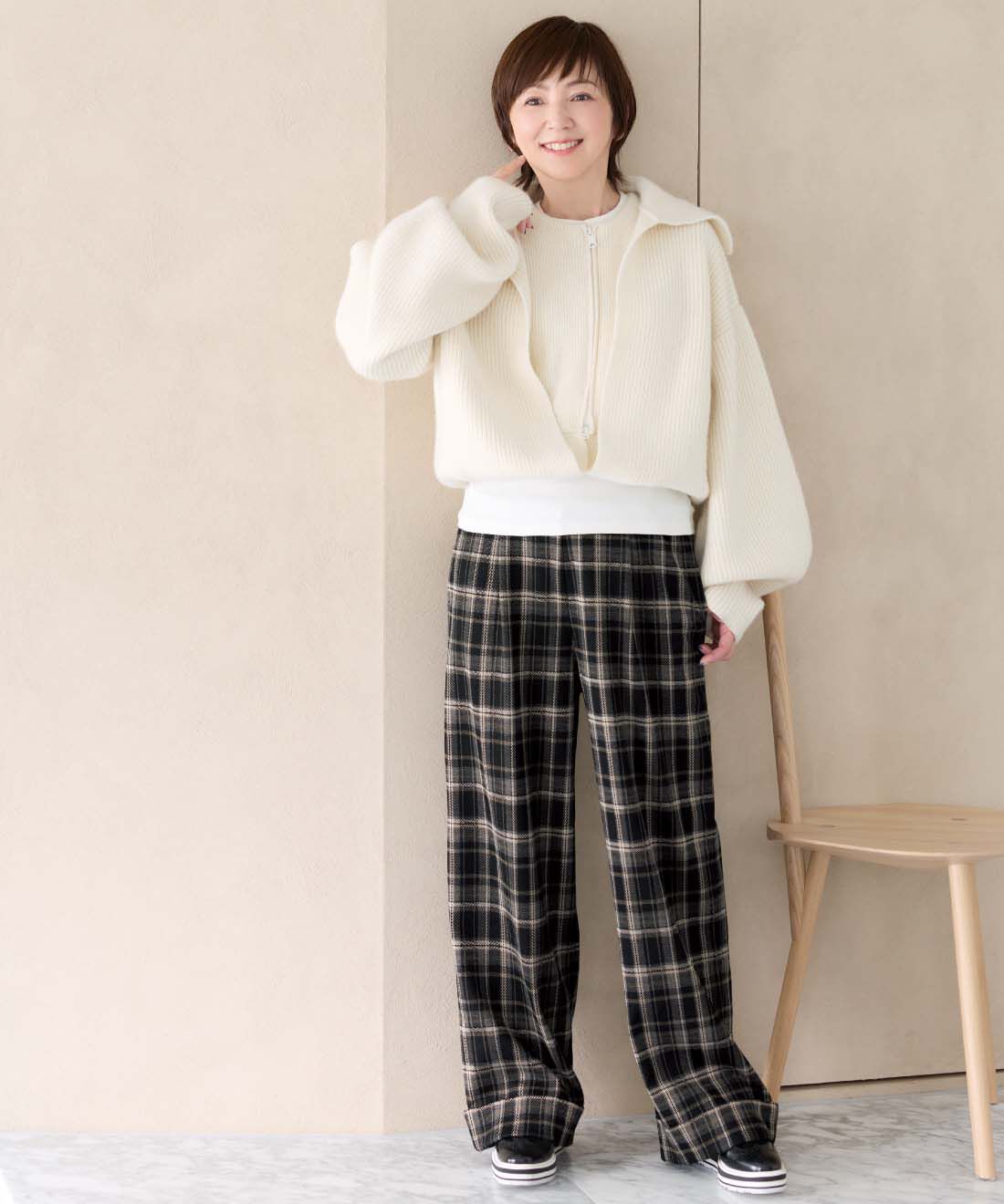 frauglatt|大人の女史会×frauglatt　すそダブル風仕上げで好バランス 伸びやかな美脚チェックパンツの会