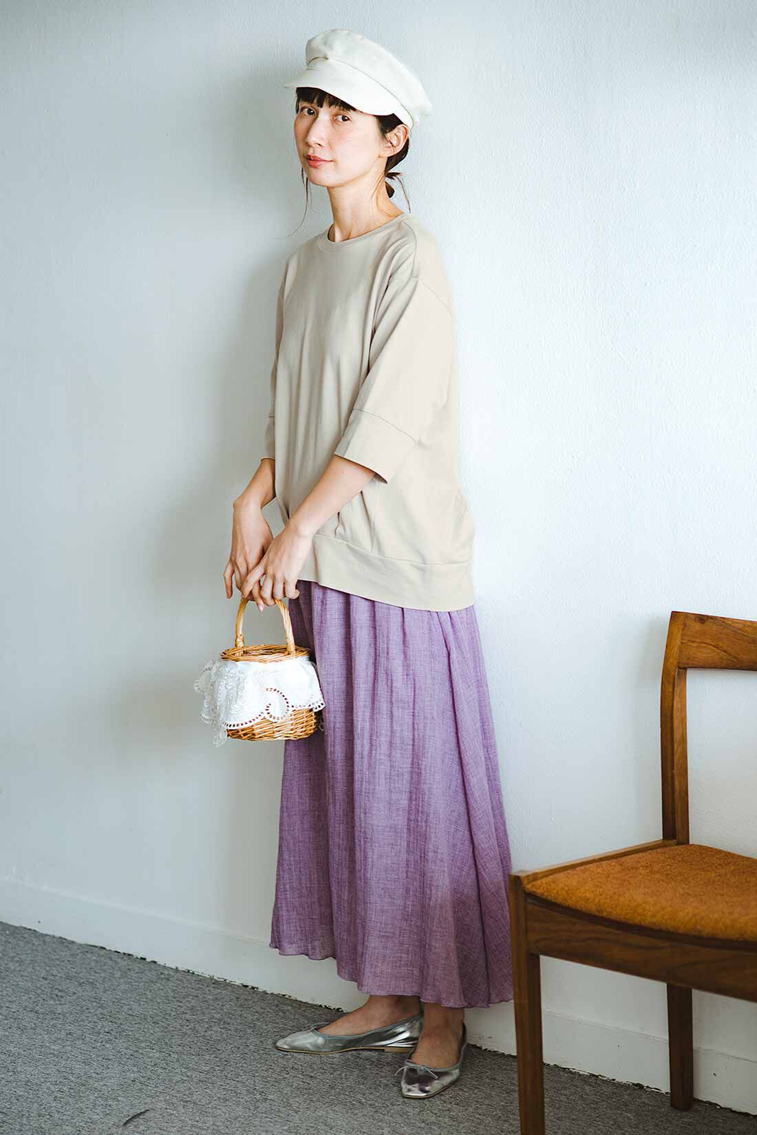 frauglatt［フラウグラット］|スカート見えふんわり軽いガーゼパンツのコーディネート