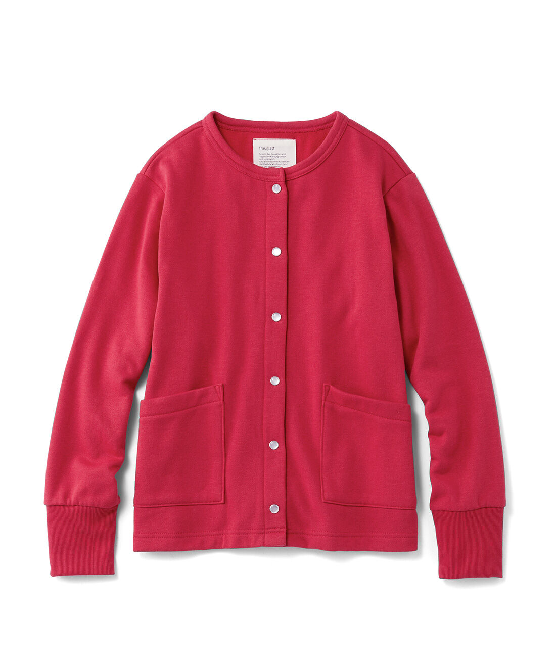 frauglatt|フラウグラット パール調ボタンで上品に着映える かるホカ裏起毛カーディガンの会|〈レッド〉