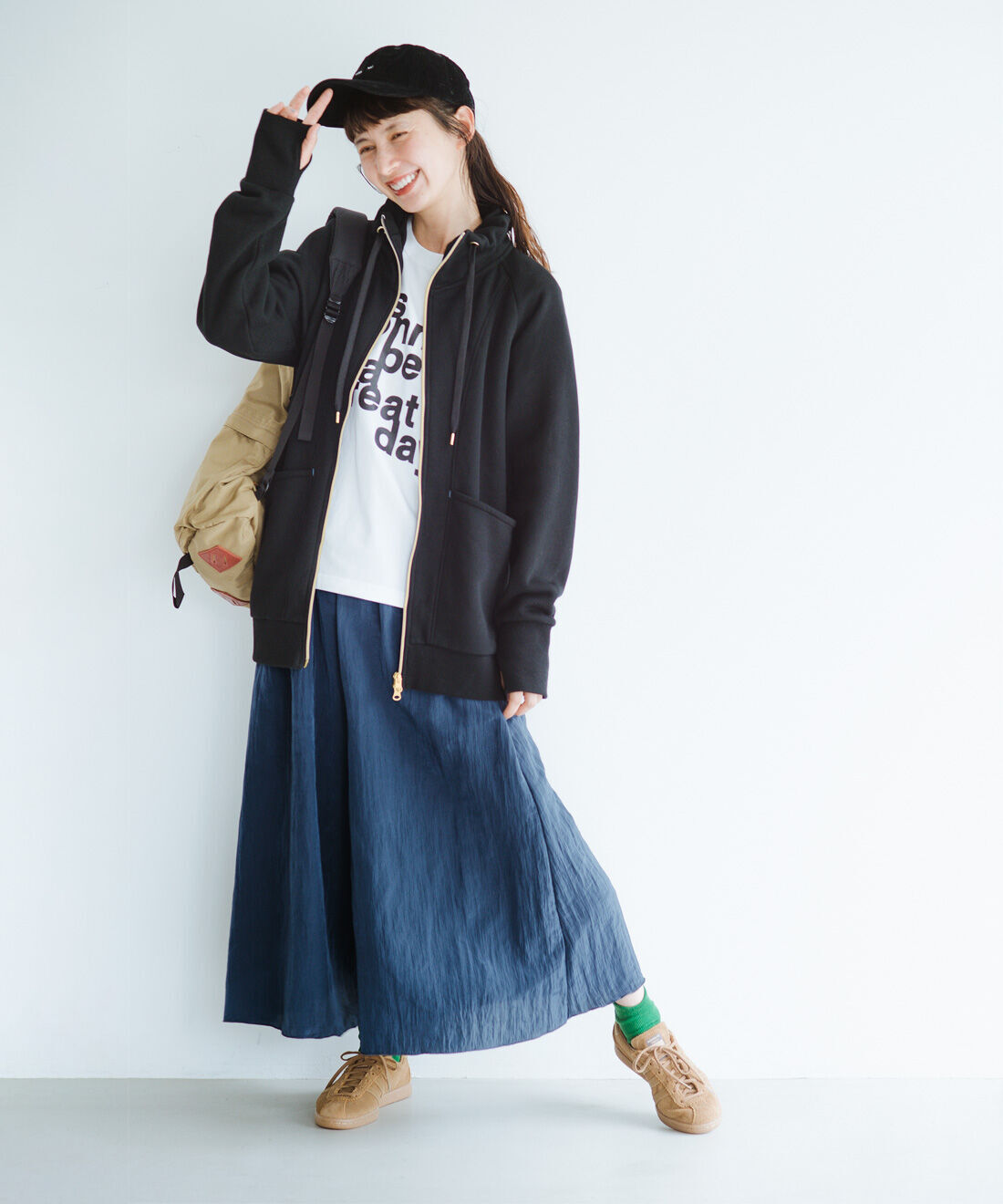 frauglatt|パーカー風ハイネックかるホカ裏起毛ダブルジップブルゾンのコーディネート