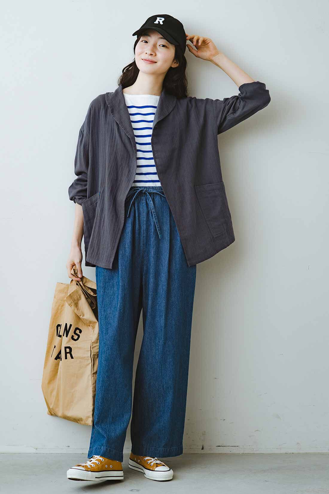 frauglatt|綿100％の大人のゆる軽デニムパンツのコーディネート