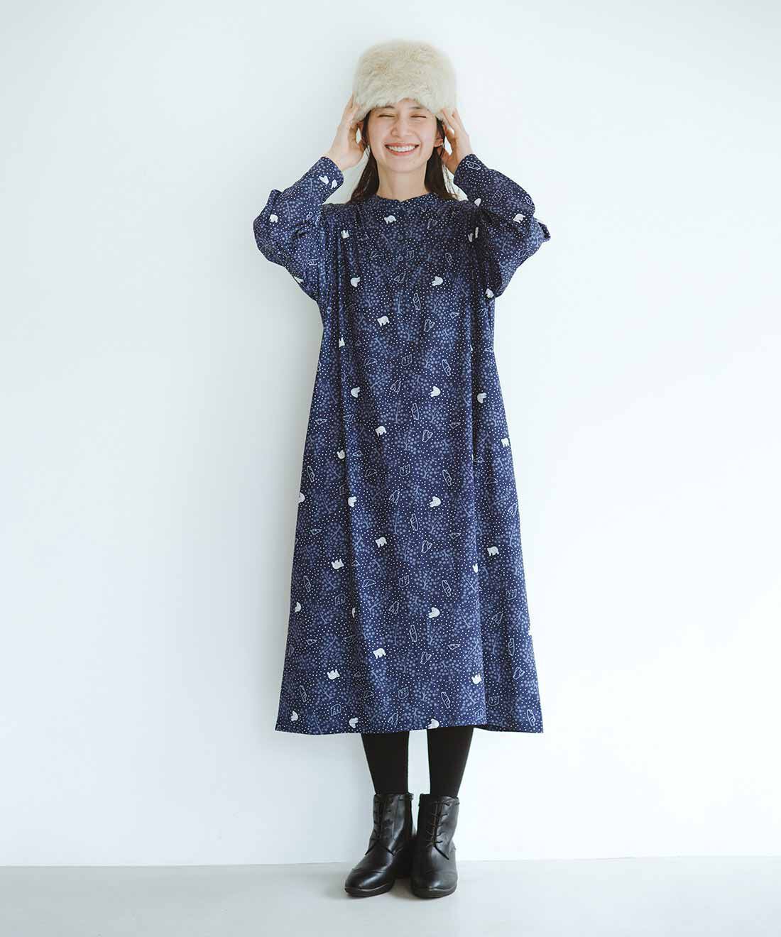 frauglatt|華やぐ上品カットソーワンピース〈ホッキョクグマ〉のコーディネート