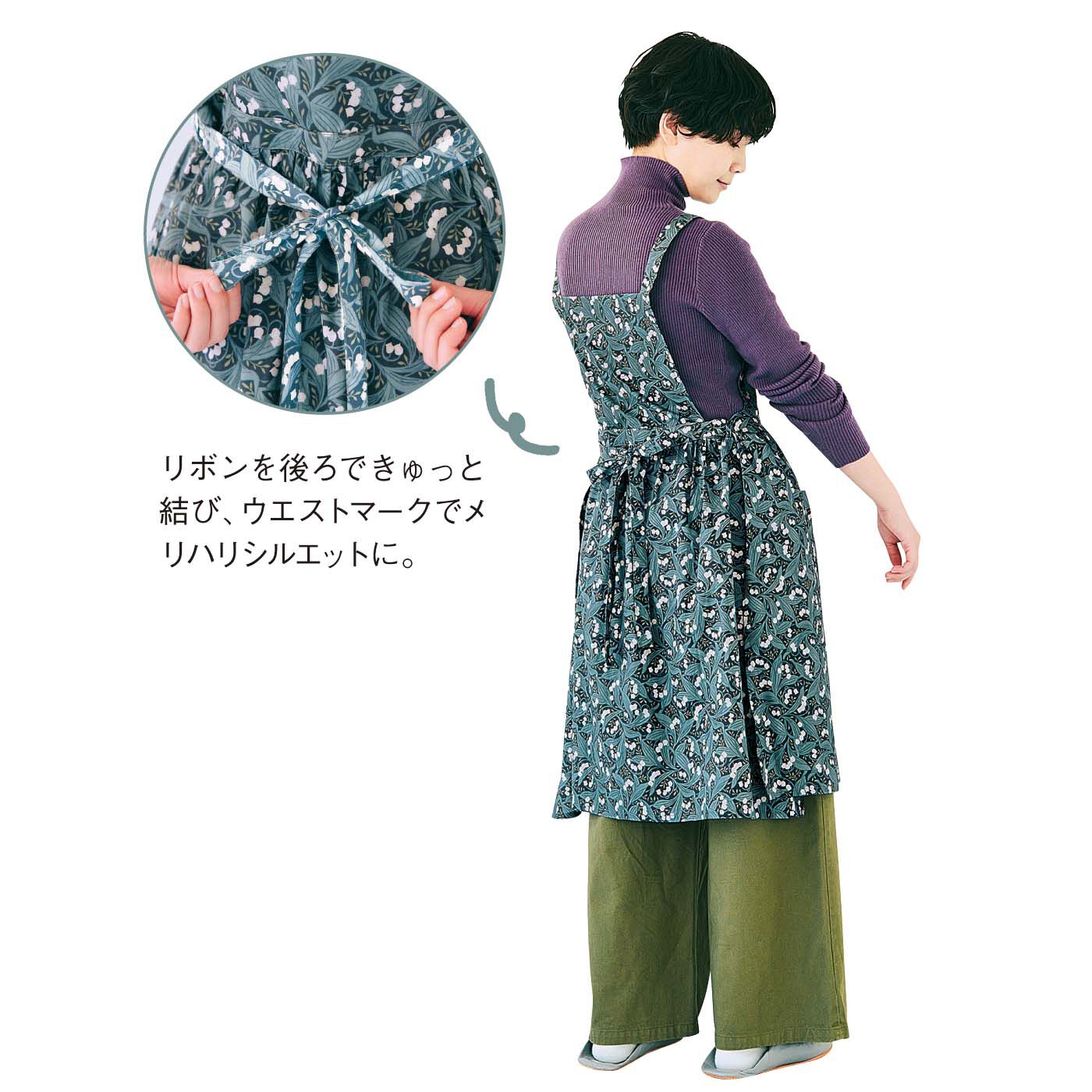 am＆be［アンビィ］|ａｍ＆ｂｅ　2通りのシルエットが楽しめるおめかしワンピースみたいなエプロンの会|しわも汚れも目立ちにくい、繊細な花柄。