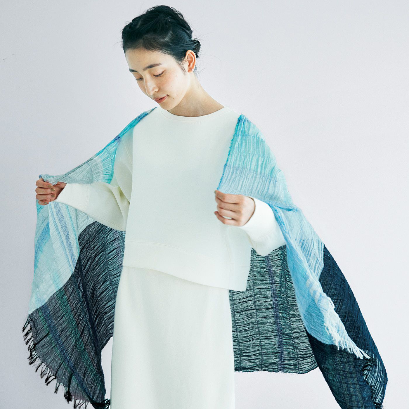 el:ment［エルメント］|el:ment×織馬鹿　ふんわり羽衣心地　播州織コットン混大判ロングストールの会