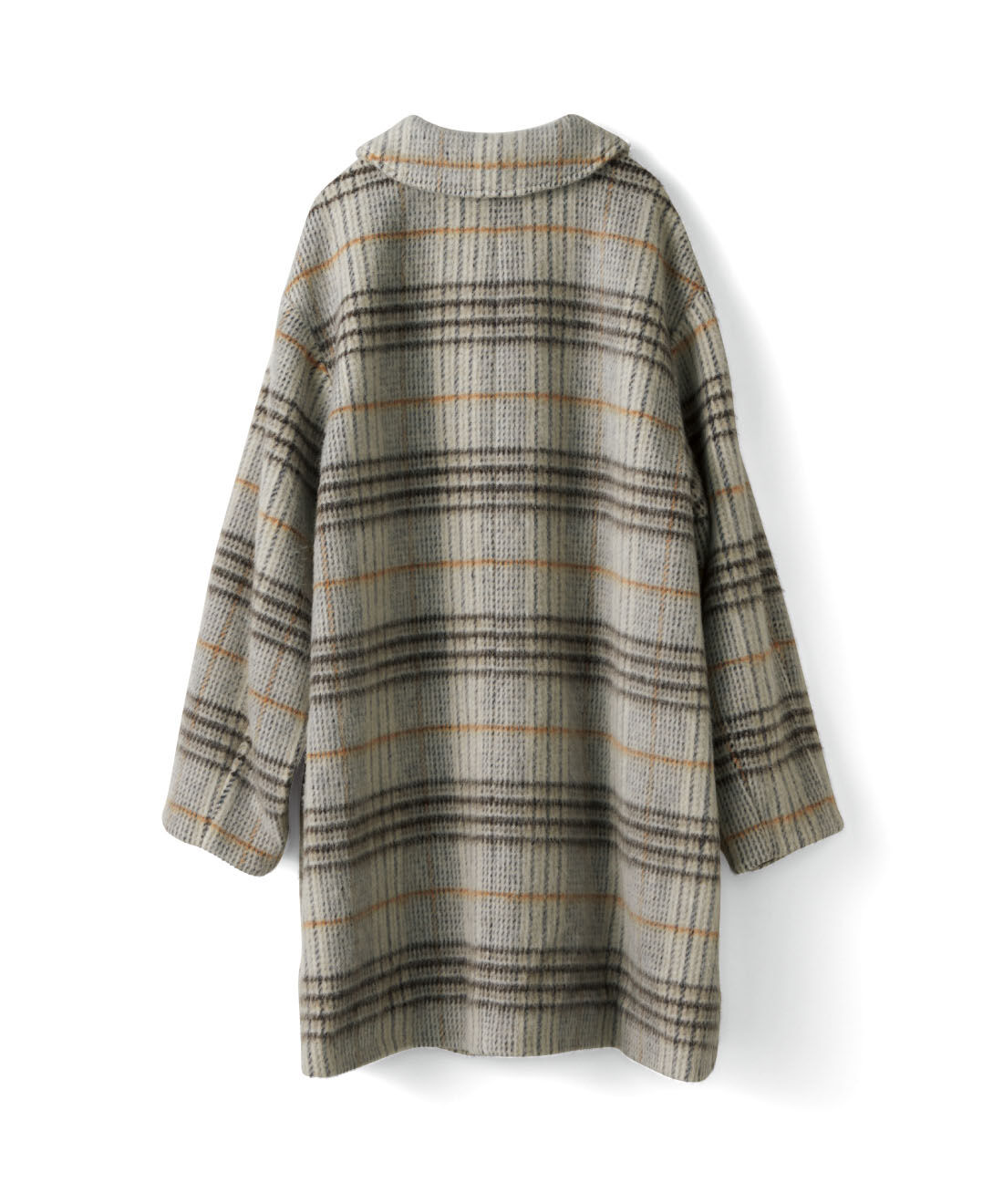 el:ment|el:ment　尾州ウールの風合い愉（たの）しむ　軽やかミドル丈ショールカラーコート〈アンバーチェック〉