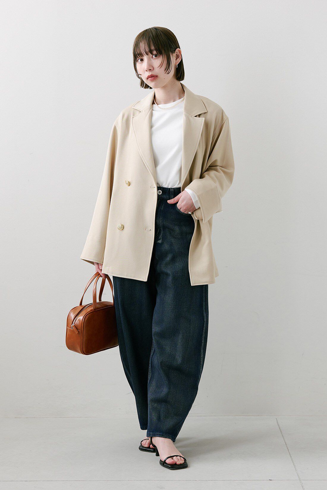 IEDIT|きれいだね ストレッチ ジャケット ベージュのコーディネート