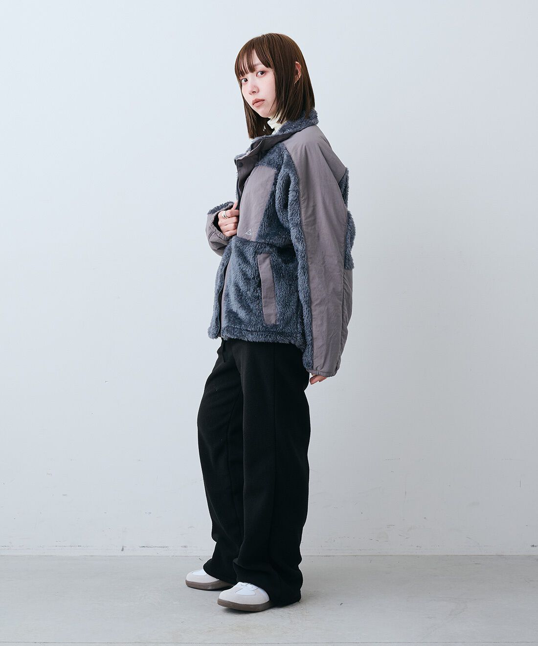 MEDE19F|綿 タートルニットの会とGERRY（R）  フリースパンツ〈ブラック〉のコーディネート