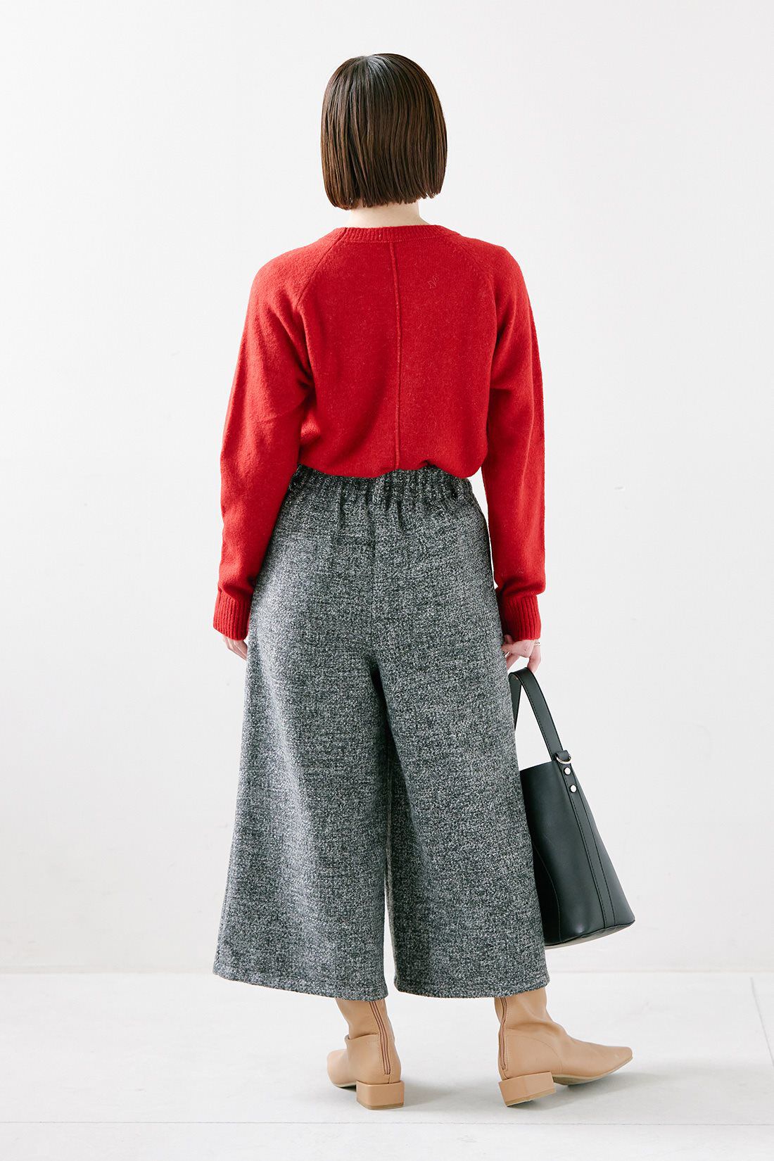 IEDIT|ふんわり ヤク混 ウォッシャブル ニット トップス 赤のコーディネート|【着用サイズ】トップス：S　パンツ：SP