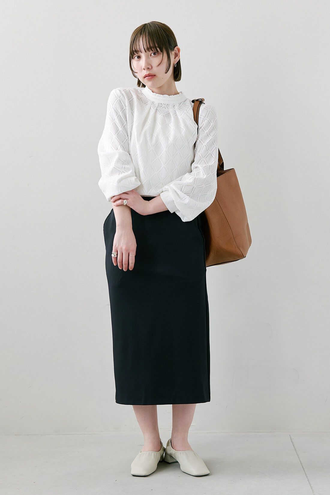 Live in  comfort|花粉リリース UVカット 純紺 バレエフィット （R）  スカート 〈ダークネイビー〉のコーディネート