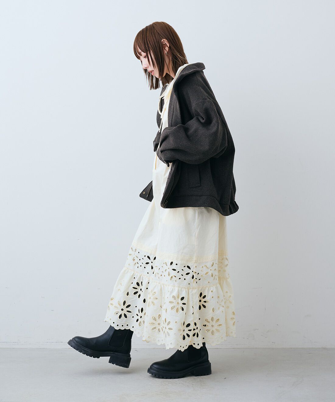 MEDE19F [メデ・ジュウキュウ]|ヴィンテージライク ネグリジェワンピース〈クリーム〉のコーディネート