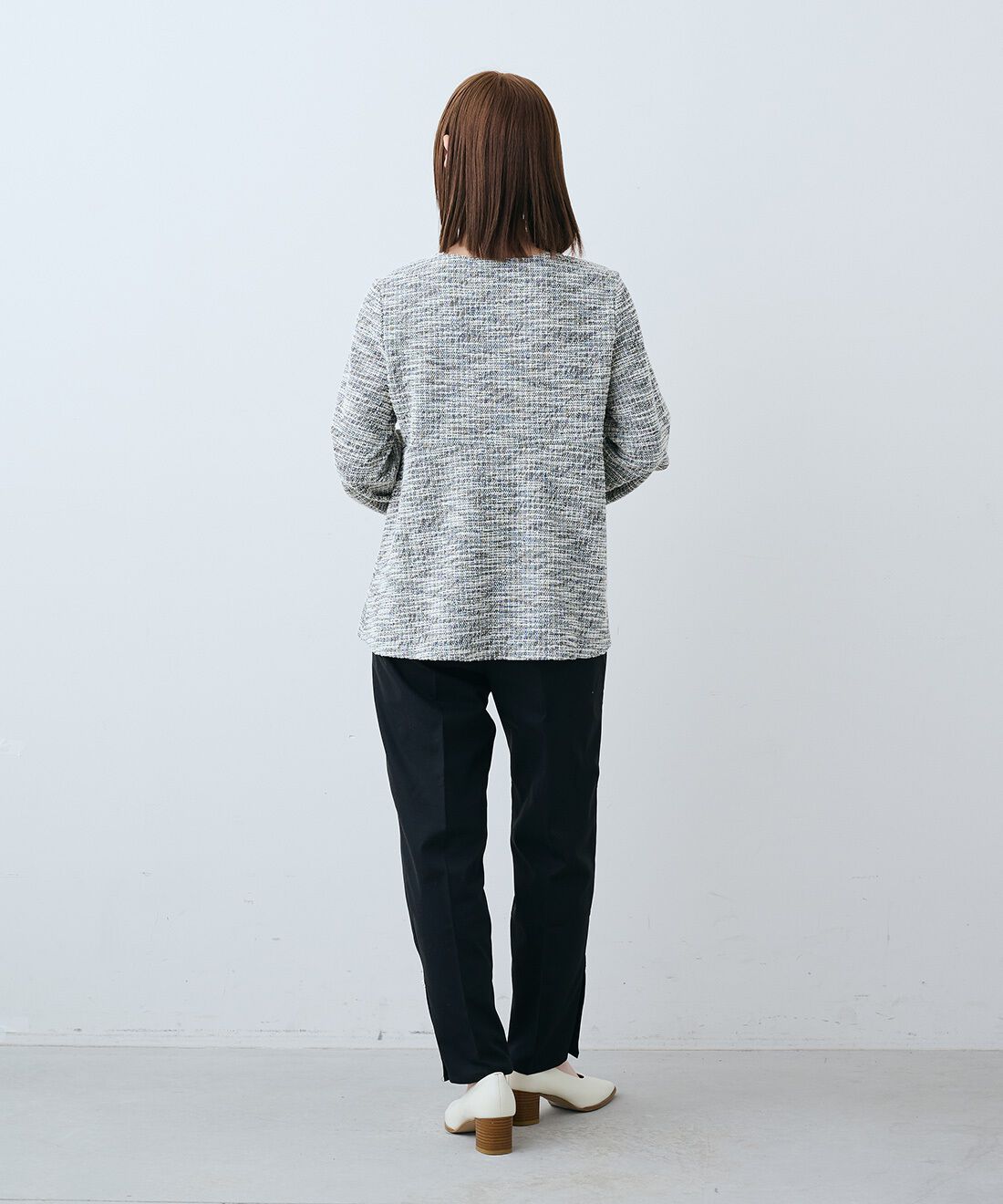 IEDIT|カットツイードトップス〈ブラック〉ＩＥのコーディネート