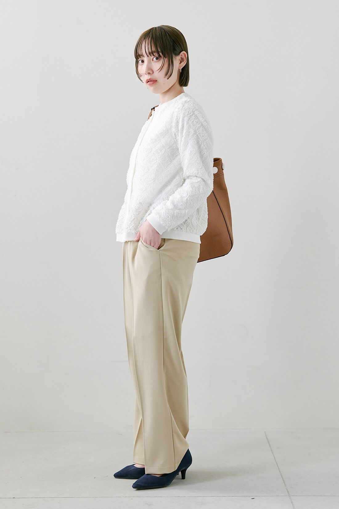 IEDIT|週７活躍 きれいだね パンツ ワイドストレート  ベージュのコーディネート