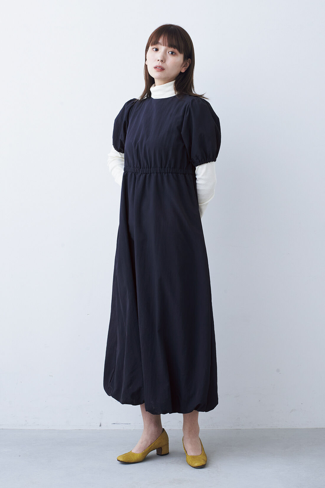 MonthlyBOX|バルーンヘムワンピース〈ネイビー〉|モデル身長：168cm　Mサイズ着用