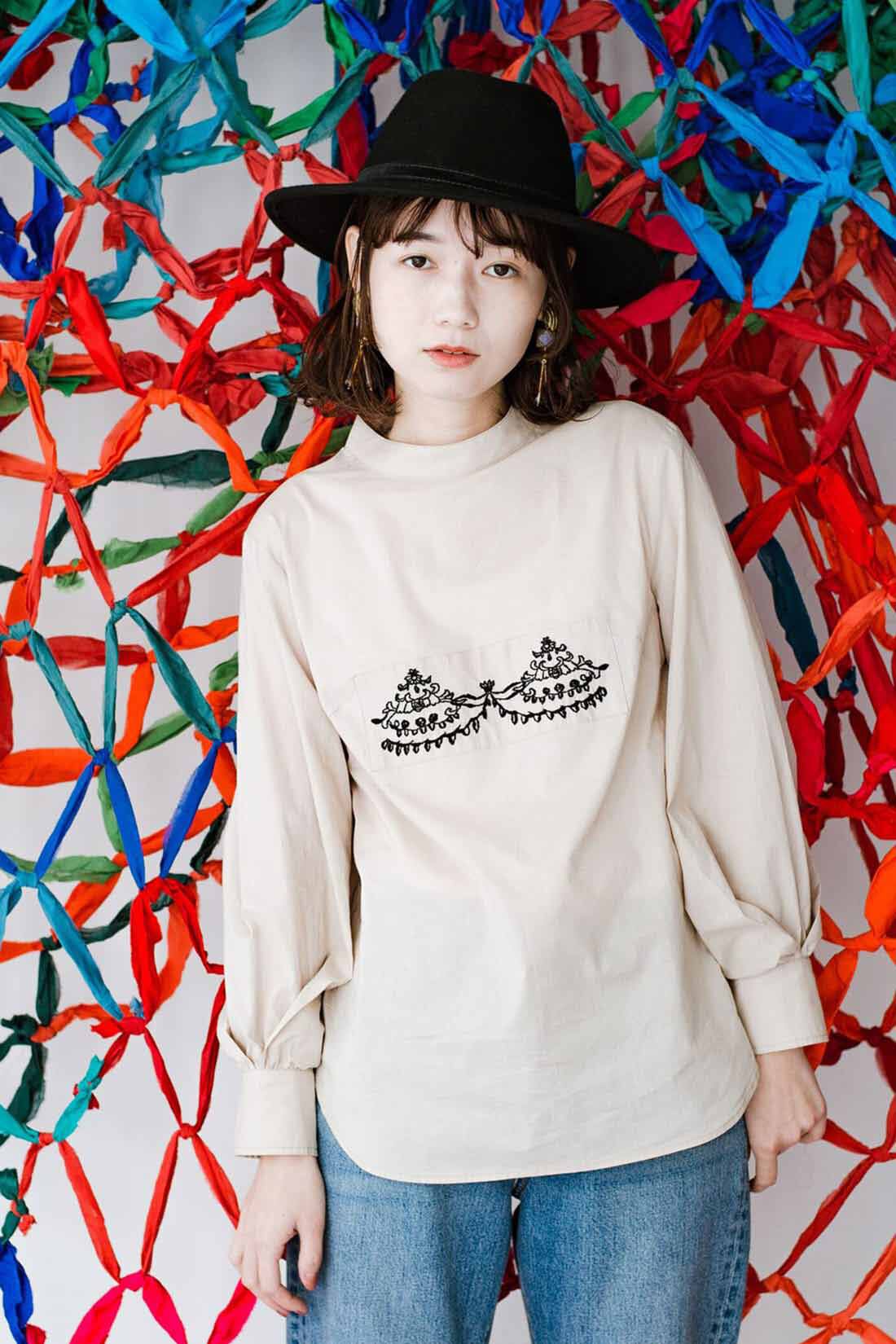 haco!［ハコ］|ｈａｃｏ！　上品な刺繍がまるでレースのよう　オーガニックコットンの袖ぽんわりブラウス　ｆｒｏｍ　Ｓｔｉｔｃｈ　ｂｙ　Ｓｔｉｔｃｈ