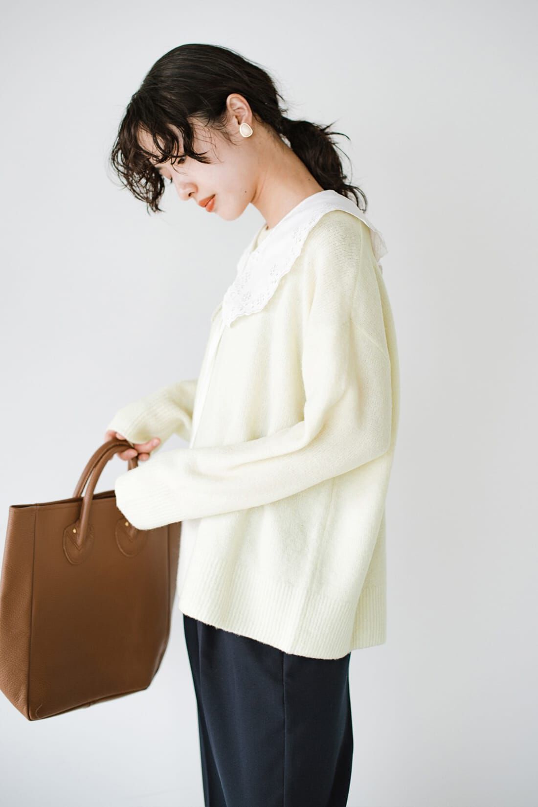 haco!［ハコ］|ｈａｃｏ！　取り外し自在！シンプルにも今っぽくも着られて便利な大人の衿付きニット　ｂｙ　ｑｕｅ　ｍａｄｅ　ｍｅ