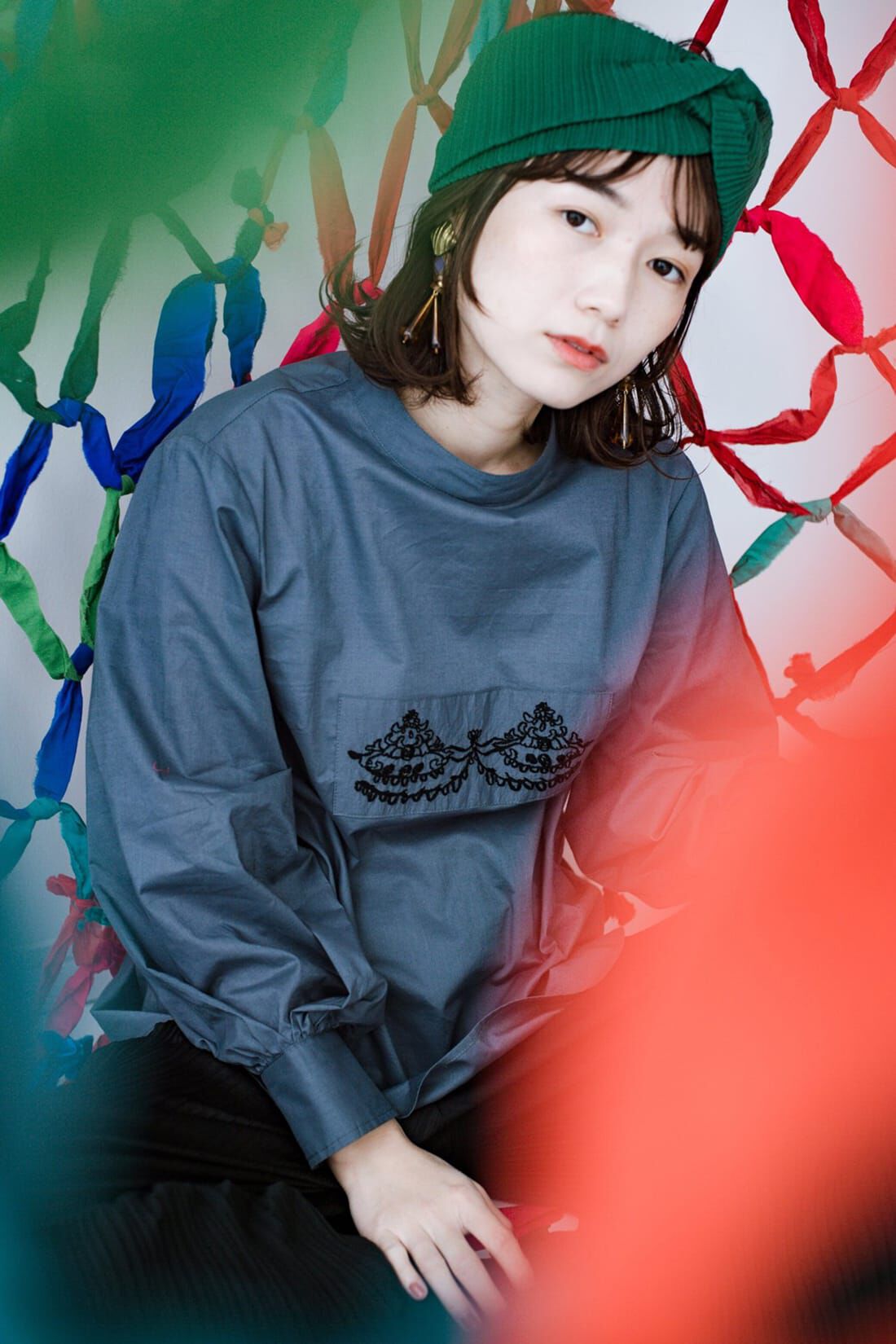 haco!［ハコ］|ｈａｃｏ！　上品な刺繍がまるでレースのよう　オーガニックコットンの袖ぽんわりブラウス　ｆｒｏｍ　Ｓｔｉｔｃｈ　ｂｙ　Ｓｔｉｔｃｈ