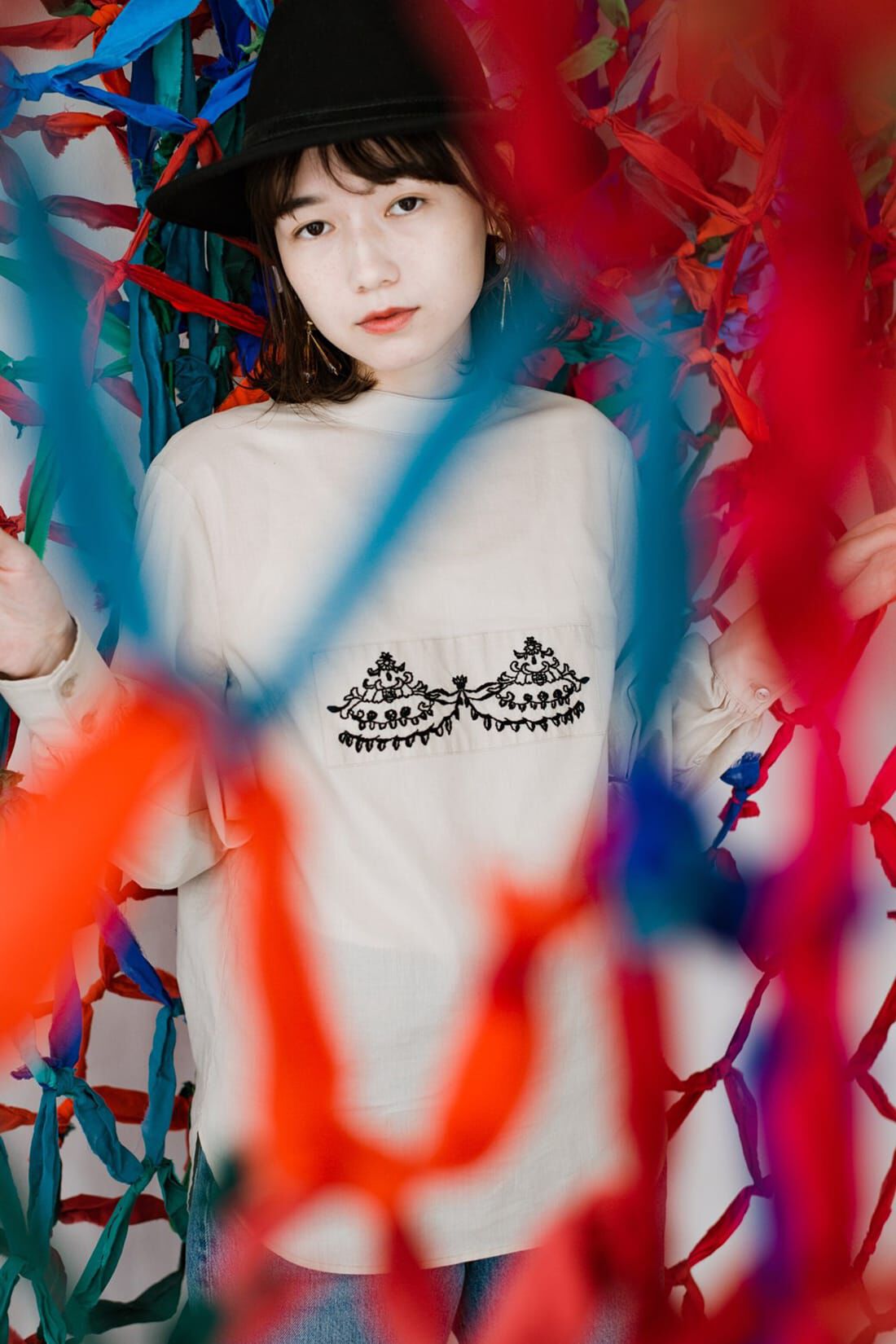 haco!［ハコ］|ｈａｃｏ！　上品な刺繍がまるでレースのよう　オーガニックコットンの袖ぽんわりブラウス　ｆｒｏｍ　Ｓｔｉｔｃｈ　ｂｙ　Ｓｔｉｔｃｈ