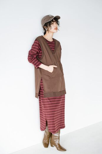 haco!［ハコ］ | TWO-PIECE ワンピース＆ベスト〈ブラウン〉