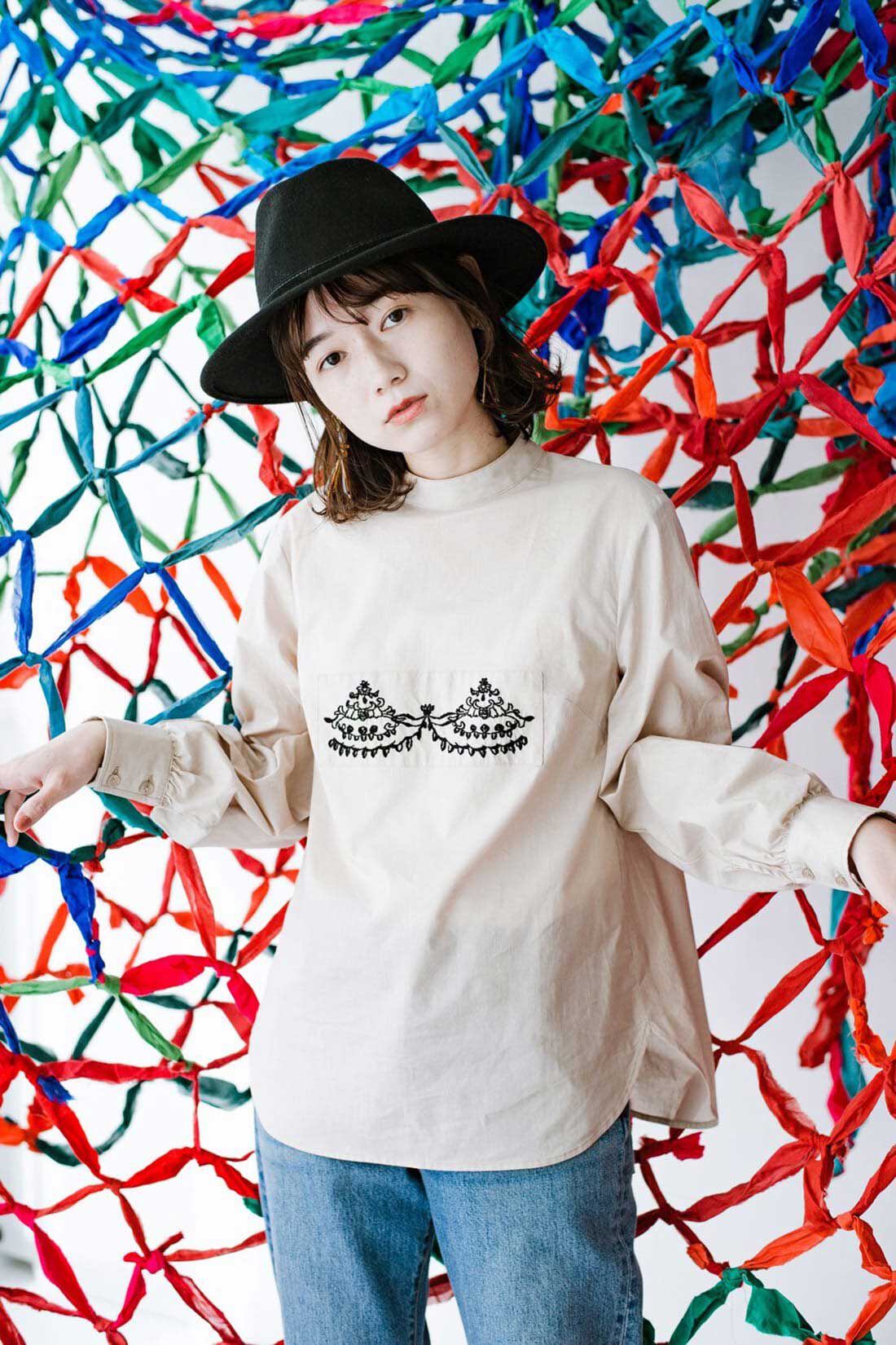 haco!［ハコ］|ｈａｃｏ！　上品な刺繍がまるでレースのよう　オーガニックコットンの袖ぽんわりブラウス　ｆｒｏｍ　Ｓｔｉｔｃｈ　ｂｙ　Ｓｔｉｔｃｈ
