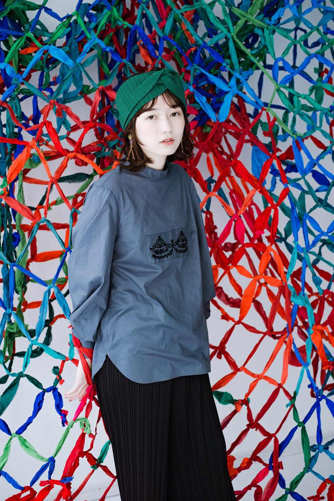 haco!［ハコ］|ｈａｃｏ！　上品な刺繍がまるでレースのよう　オーガニックコットンの袖ぽんわりブラウス　ｆｒｏｍ　Ｓｔｉｔｃｈ　ｂｙ　Ｓｔｉｔｃｈ