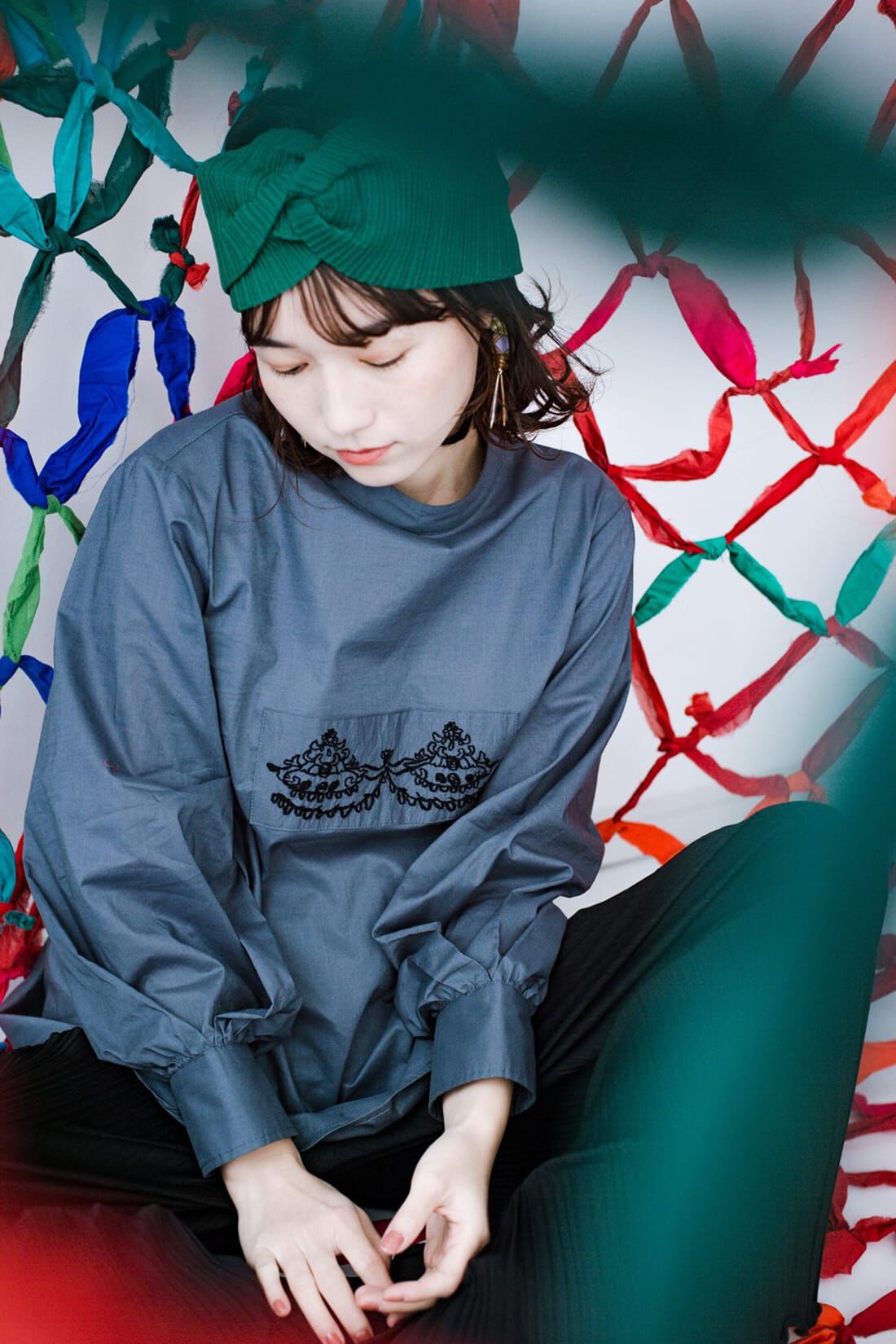 haco!［ハコ］|ｈａｃｏ！　上品な刺繍がまるでレースのよう　オーガニックコットンの袖ぽんわりブラウス　ｆｒｏｍ　Ｓｔｉｔｃｈ　ｂｙ　Ｓｔｉｔｃｈ