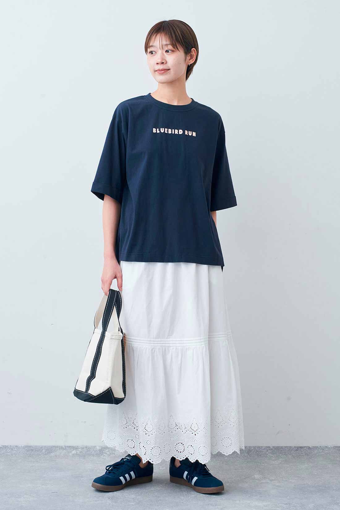 フェリシモギフトショップ|リブ イン コンフォート&times;500色の色えんぴつコラボ トルコオーガニックコットン五分袖Tシャツ〈ネイビー〉