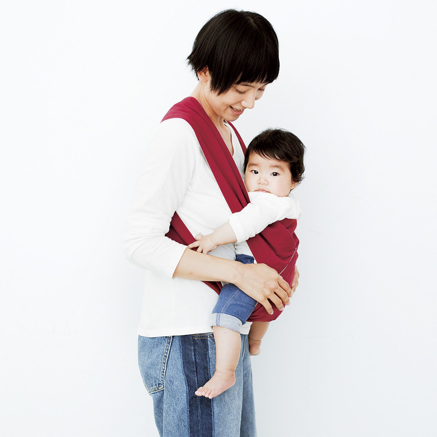 フェリシモギフトショップ|ベーシック抱っこひも　ボルドー&times;グレーボーダー