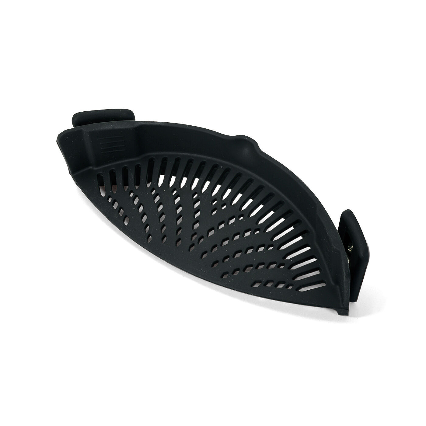 フェリシモギフトショップ|フライパンやお鍋に付けて湯ぎり　ざるいらずのシリコーンクリップストレーナー|直径約14〜30cmのフライパンや鍋に使えます。