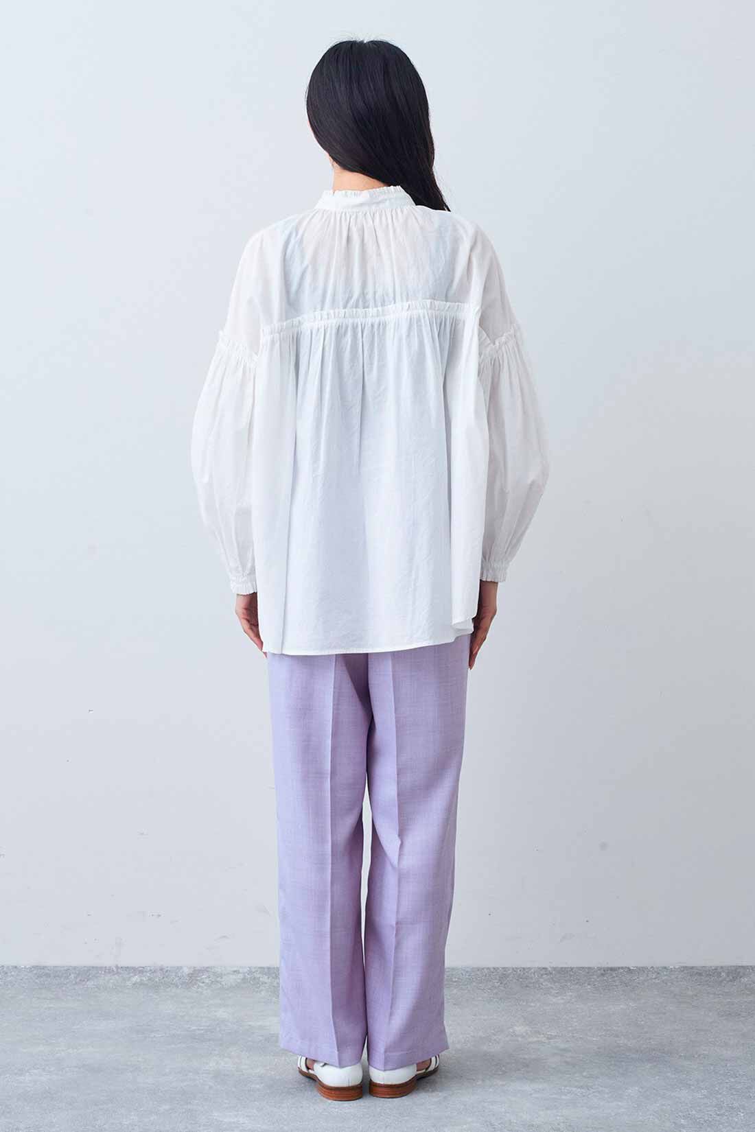 フェリシモギフトショップ|リブ イン コンフォート きれい見えだけどらくちん 麻見え素材のイージーパンツ〈ラベンダーパープル〉