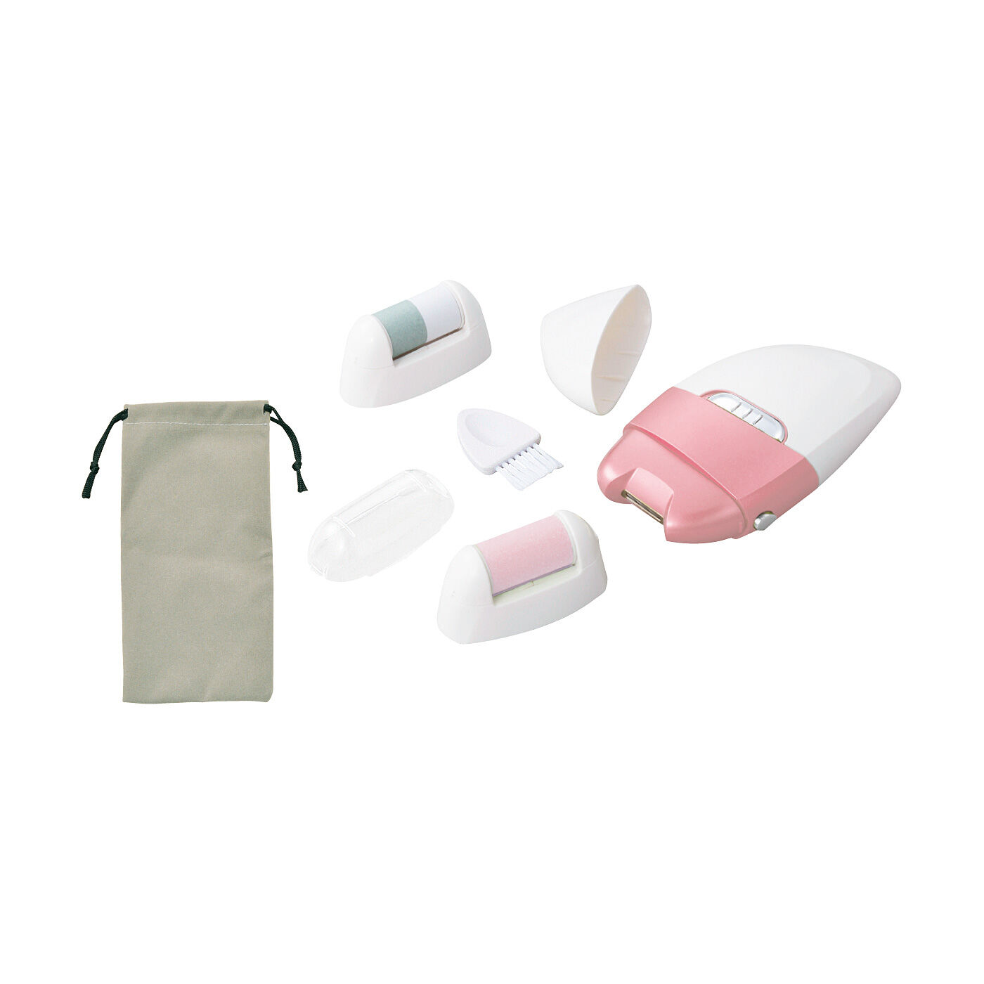 フェリシモギフトショップ|見えにくくても切りすぎる心配がいらない電動爪削りセット|専用のクリーニングブラシと持ち運びに便利な収納袋付きです。