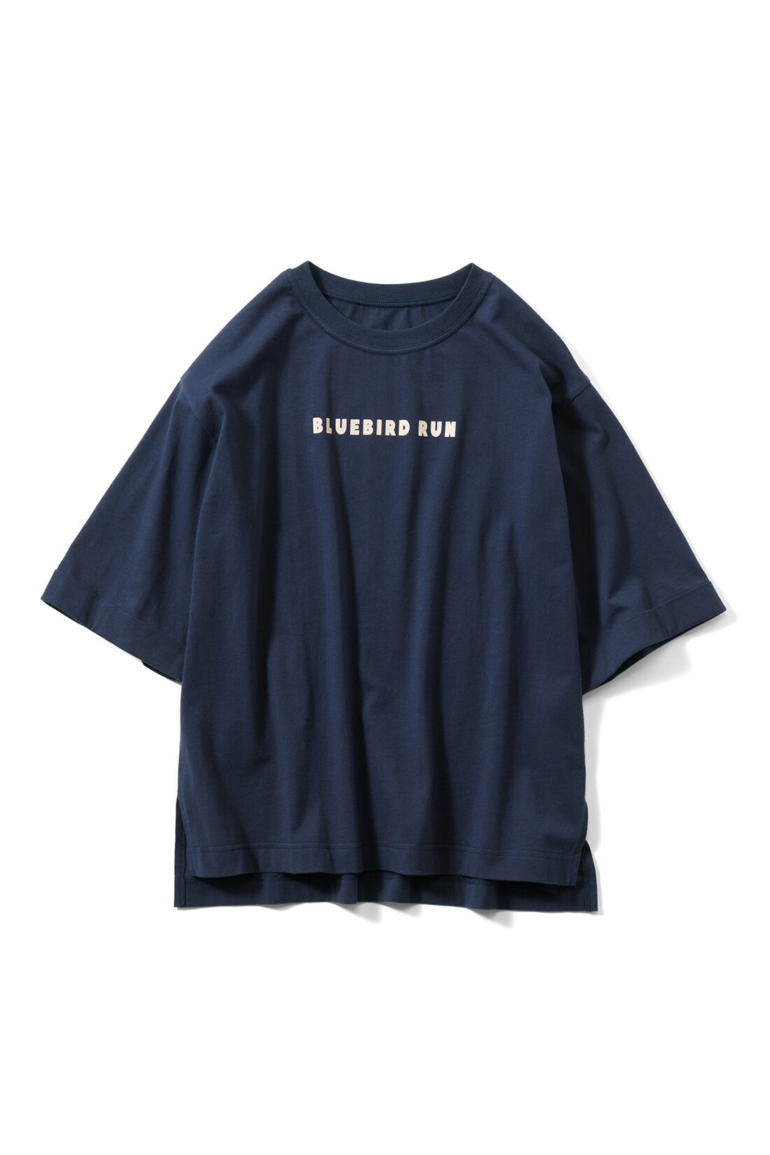 フェリシモギフトショップ|リブ イン コンフォート&times;500色の色えんぴつコラボ トルコオーガニックコットン五分袖Tシャツ〈ネイビー〉|〈ネイビー〉BLUEBIRD RUN　しあわせを運ぶ青い鳥の小道色