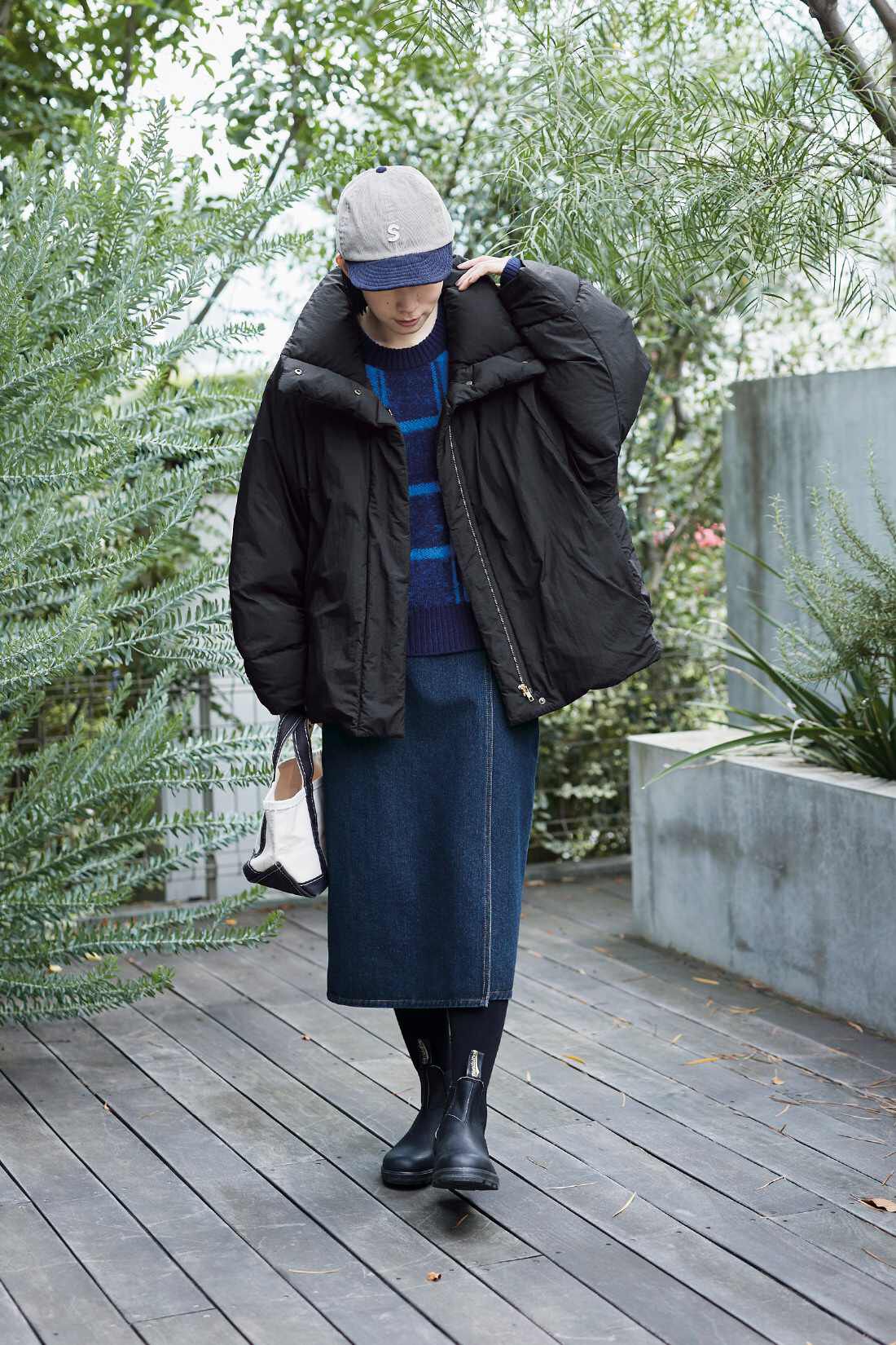 フェリシモギフトショップ|サニークラウズ　feat.mii 巻きスカート風デニムスカート〈レディース〉|モデル身長162cm/着用サイズM