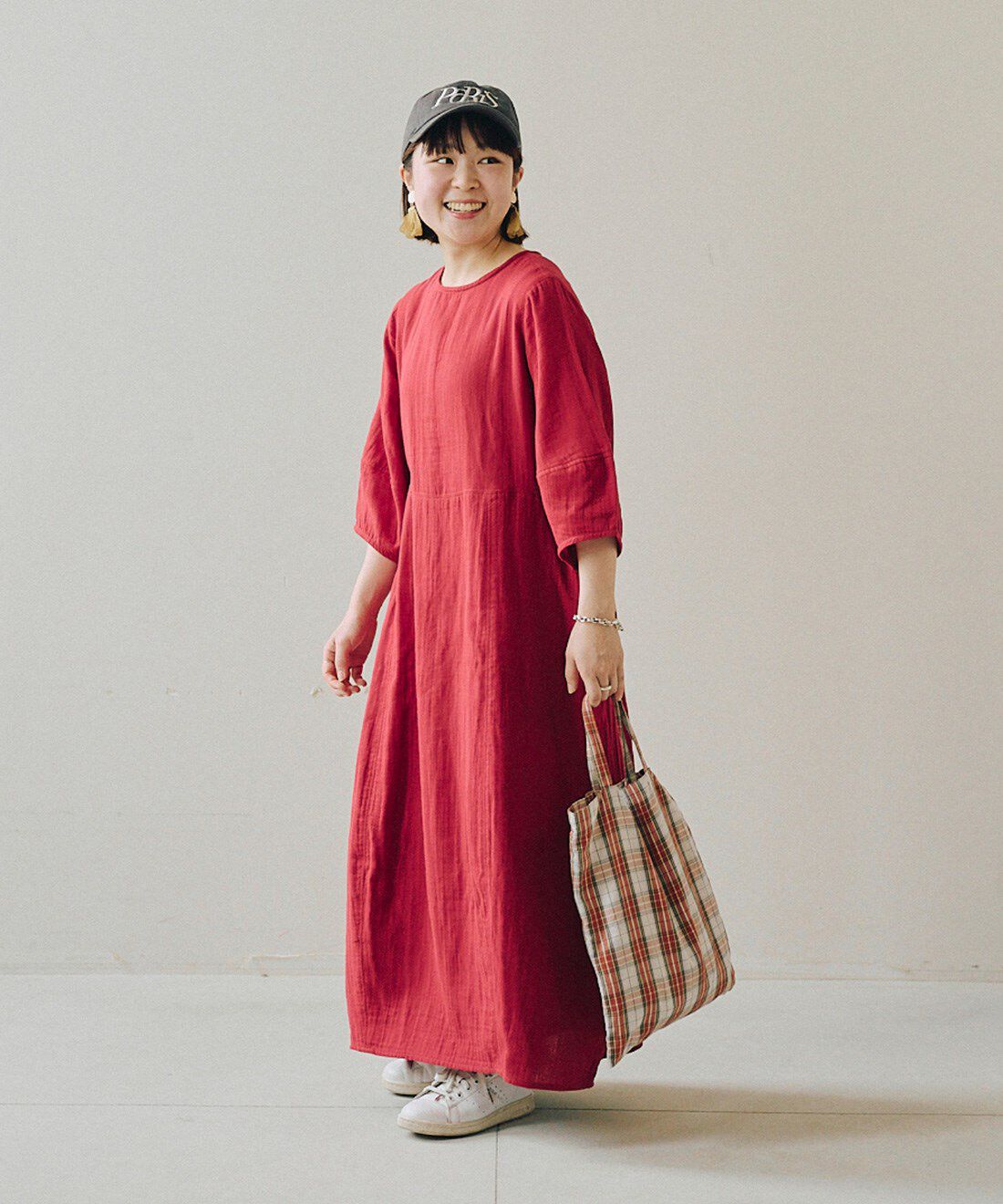 mensha!［メンシャ！］|mensha!　ガーゼでドレスアップ！ コクーンシルエットワンピース|モデル身長 ：148cm 着用サイズ ：M