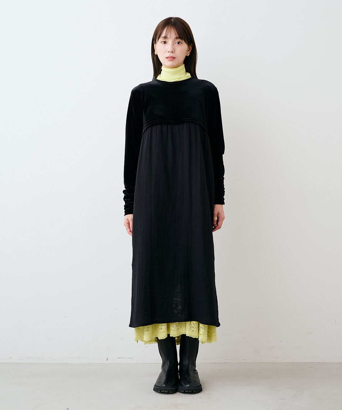 mensha!|〈ガーゼ〉カットソー タートルネックとチュールレースとガーゼのキャミワンピースと[いっしょ買いで 220円OFF] ガーゼ タートルネックのコーディネート