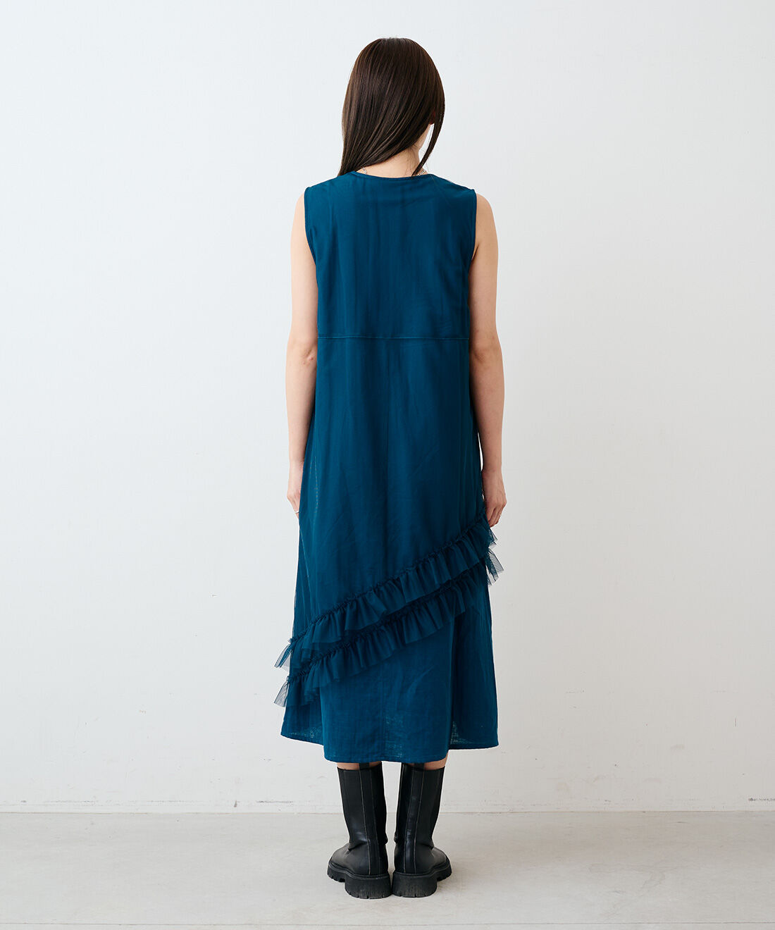 mensha!|ガーゼにチュールを重ねた ドレスアップワンピースと〈ガーゼ〉カットソー レイヤードスカートのコーディネート