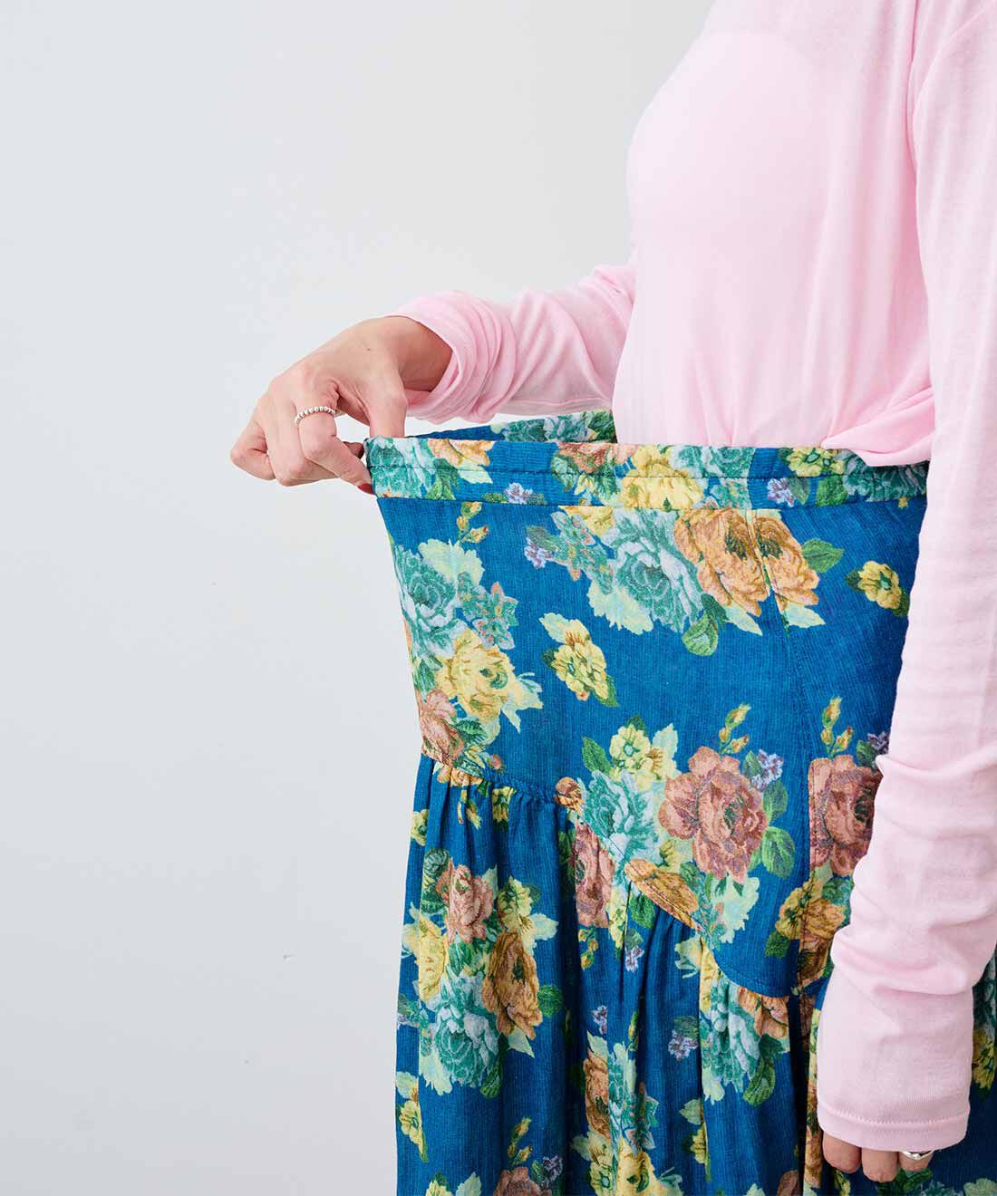 mensha!［メンシャ！］|mensha!　まるでゴブラン織り！？ 軽やかガーゼのカーブ＆ギャザースカートの会|モデル身長：169cm　着用サイズ：M