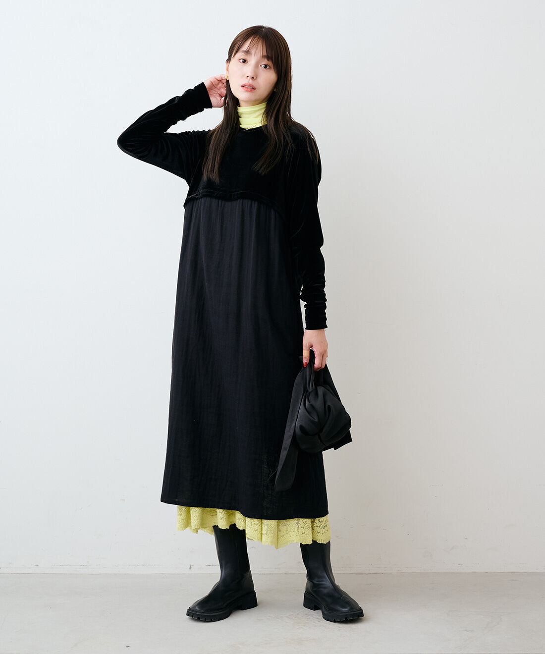 mensha!|〈ガーゼ〉カットソー タートルネックとチュールレースとガーゼのキャミワンピースと[いっしょ買いで 220円OFF] ガーゼ タートルネックのコーディネート