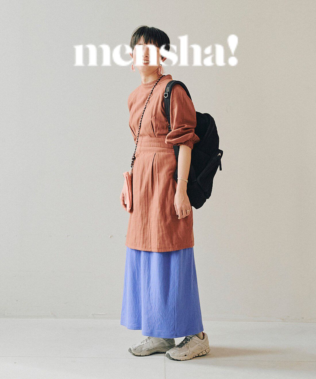 mensha!［メンシャ！］|mensha!　接結カットソーガーゼ 小さくまとまる色めきシャーリングスカートの会|モデル身長 ：165cm 着用サイズ ：M