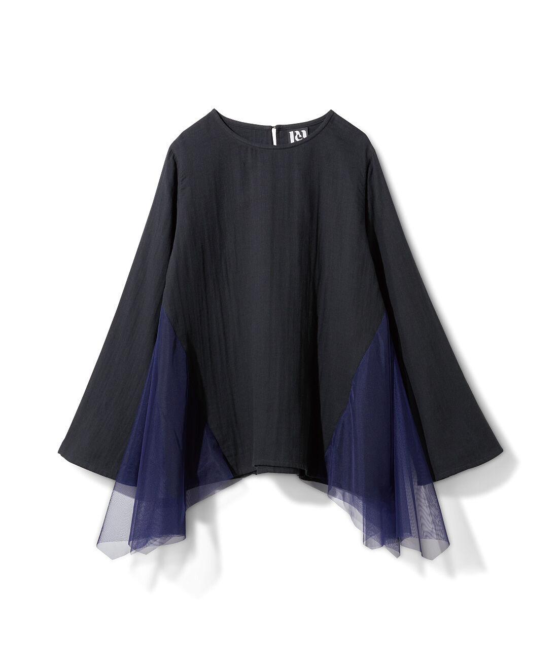 mensha!［メンシャ！］|mensha! ガーゼとチュールのサイドフレアートップスの会|〈ブラック〉