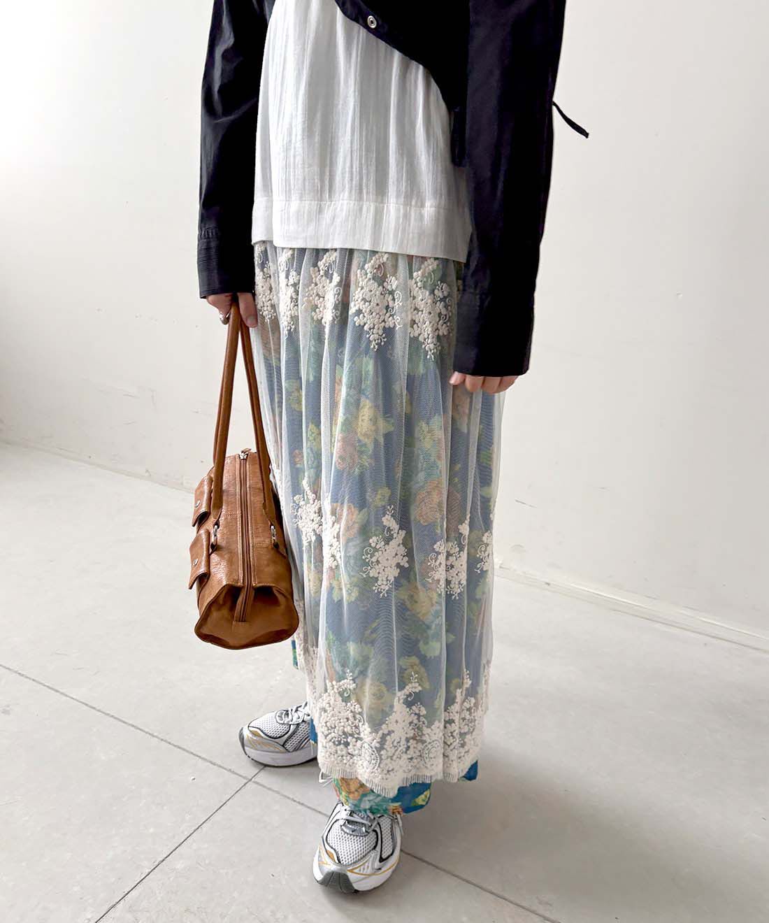 mensha!|チュールレースとガーゼのキャミワンピースのコーディネート