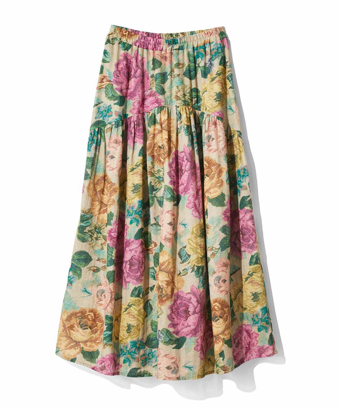 mensha!［メンシャ！］|mensha!　まるでゴブラン織り！？ 軽やかガーゼのカーブ＆ギャザースカートの会|ベージュ