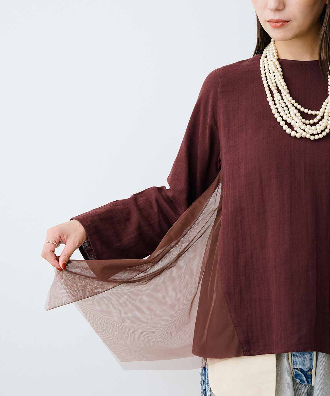 mensha!［メンシャ！］|mensha! ガーゼとチュールのサイドフレアートップスの会