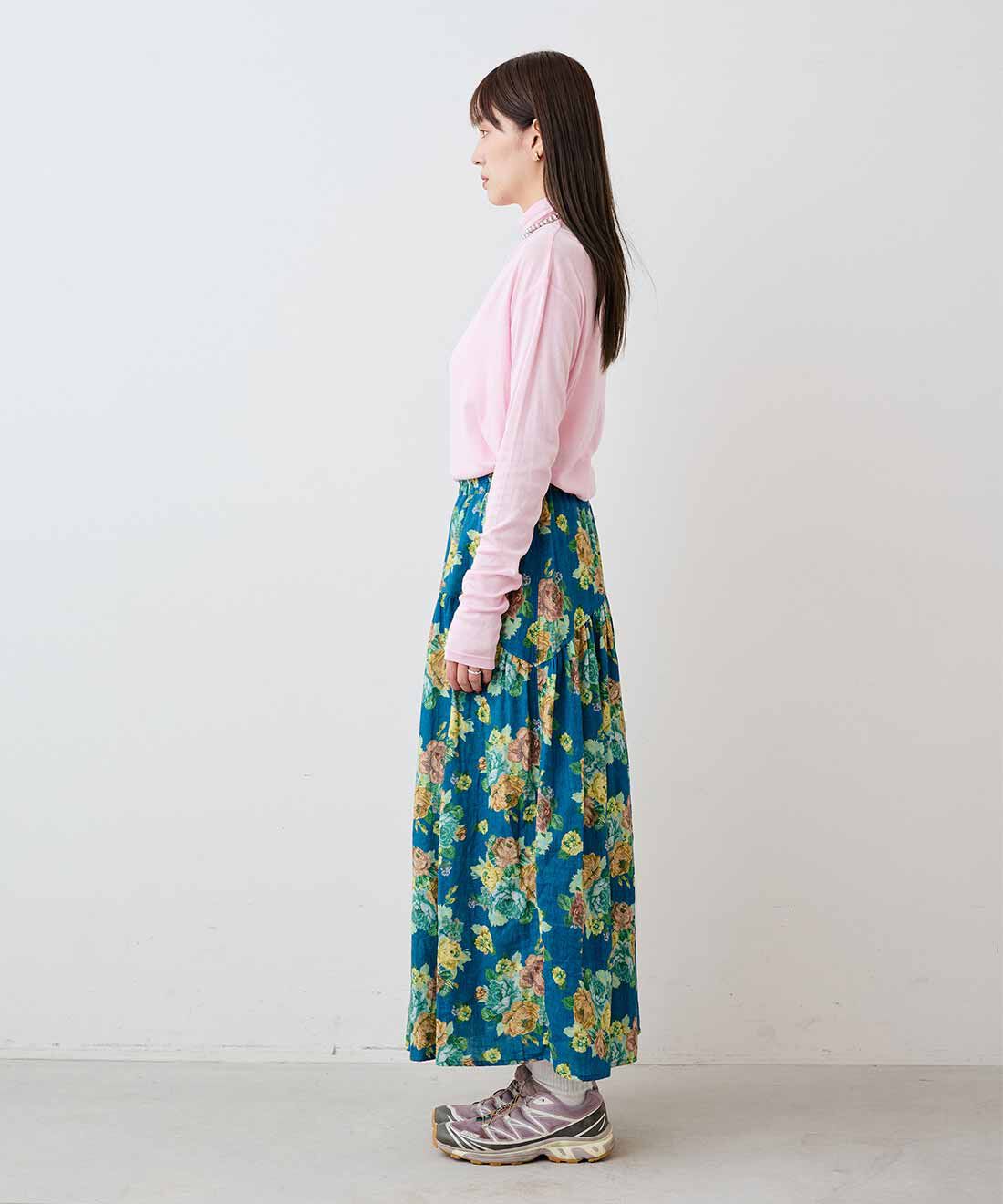 mensha!［メンシャ！］|mensha!　まるでゴブラン織り！？ 軽やかガーゼのカーブ＆ギャザースカートの会|モデル身長：169cm　着用サイズ：M